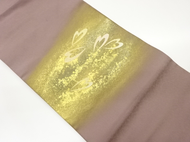Nagoya obi with abstract pattern on petals embroidered with gold and gold pieces